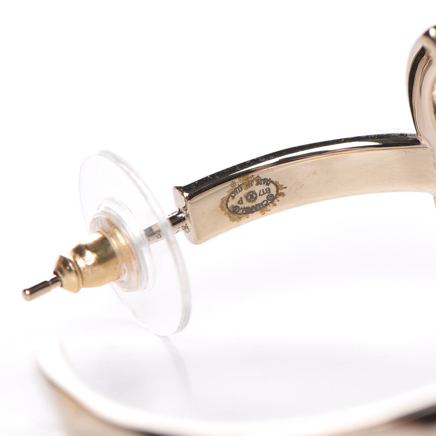 Metal Textured CC Hoop Earrings Gold