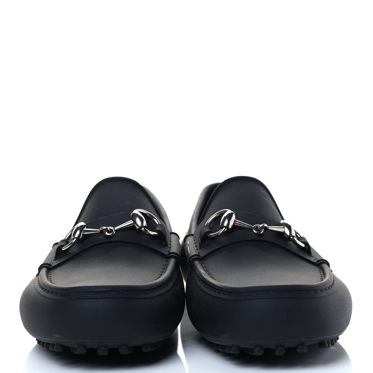 Gucci Rubber Mens Horsebit Driver Loafers 8 Black 2 of 6