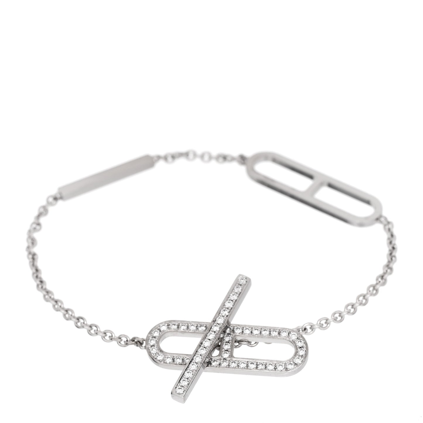18K White Gold Diamond PM Ever Chaine D'Ancre Bracelet SH