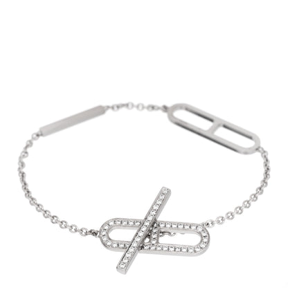 Hermes 18K White Gold Diamond PM Ever Chaine D'Ancre Bracelet SH 1 of 4