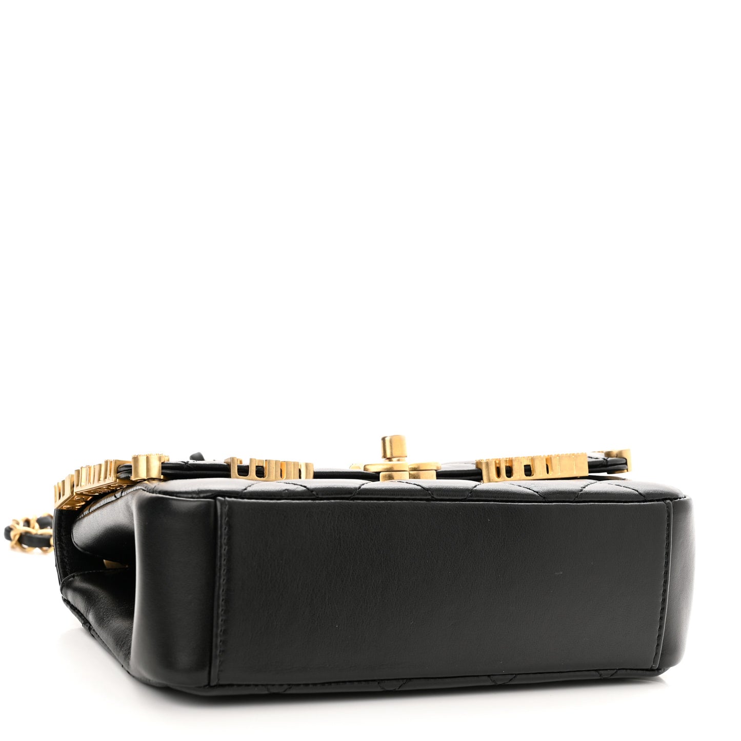 Lambskin Enamel Strass Quilted Mini Paris Monaco Flap Black