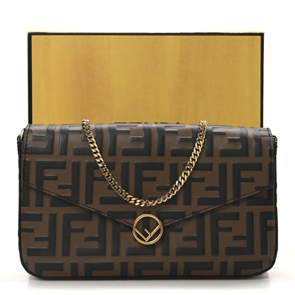 Fendi Vitello Soft F is Fendi Bi-Color FF 1974 Embossed Envelope Wallet On Chain with Pouches Maya Black 14 of 14
