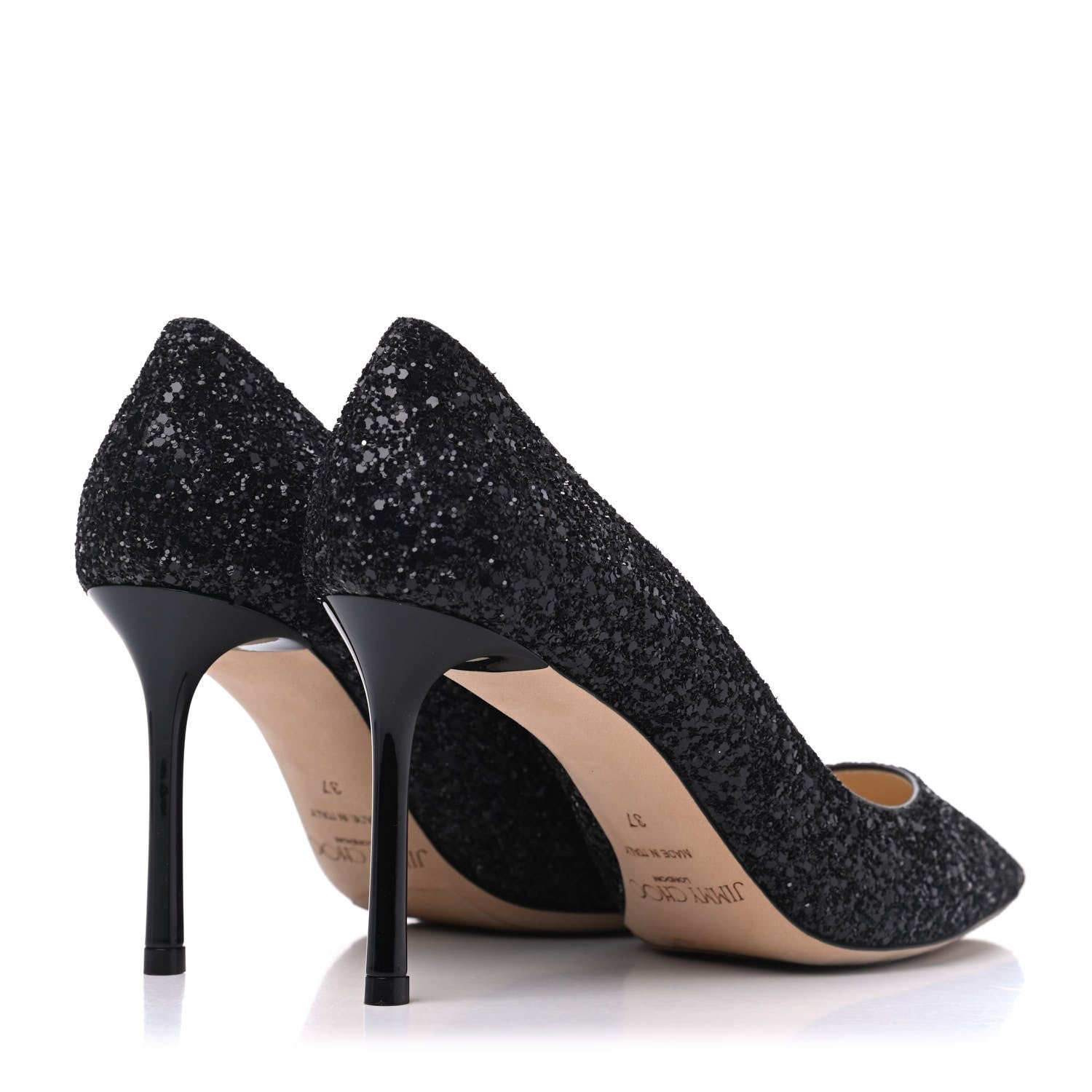 Jimmy Choo Coarse Glitter Pointy Toe Romy 85 Pumps 37 Black 4 of 18