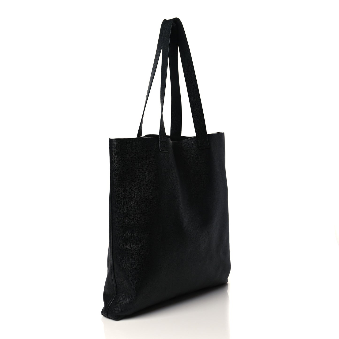 Calfskin Mens Logo Vertical Shopping Tote Black