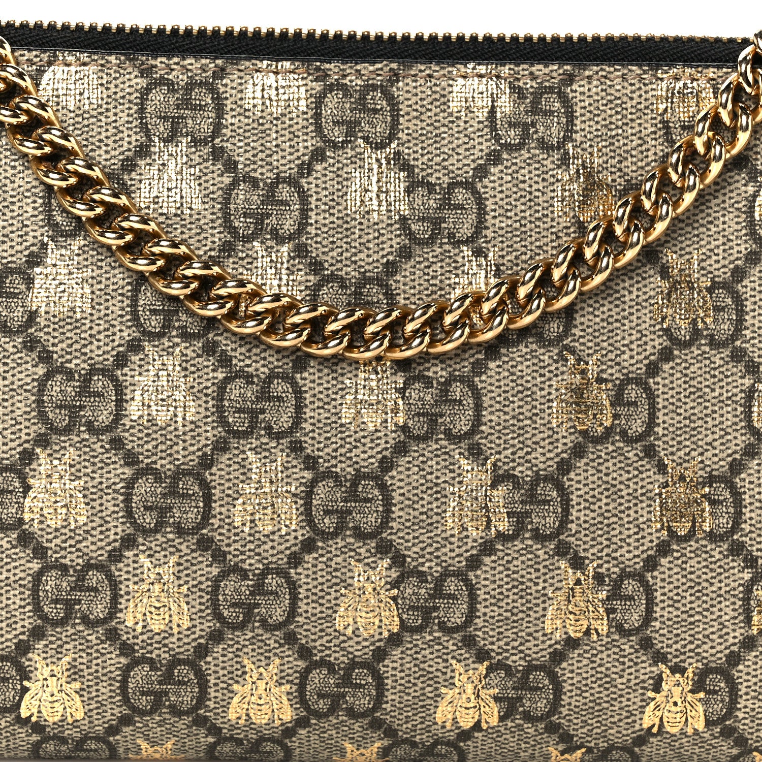 Gucci GG Supreme Monogram Bees Wrist Wallet Beige Black 8 of 10