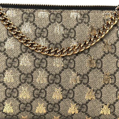 Gucci GG Supreme Monogram Bees Wrist Wallet Beige Black 8 of 10