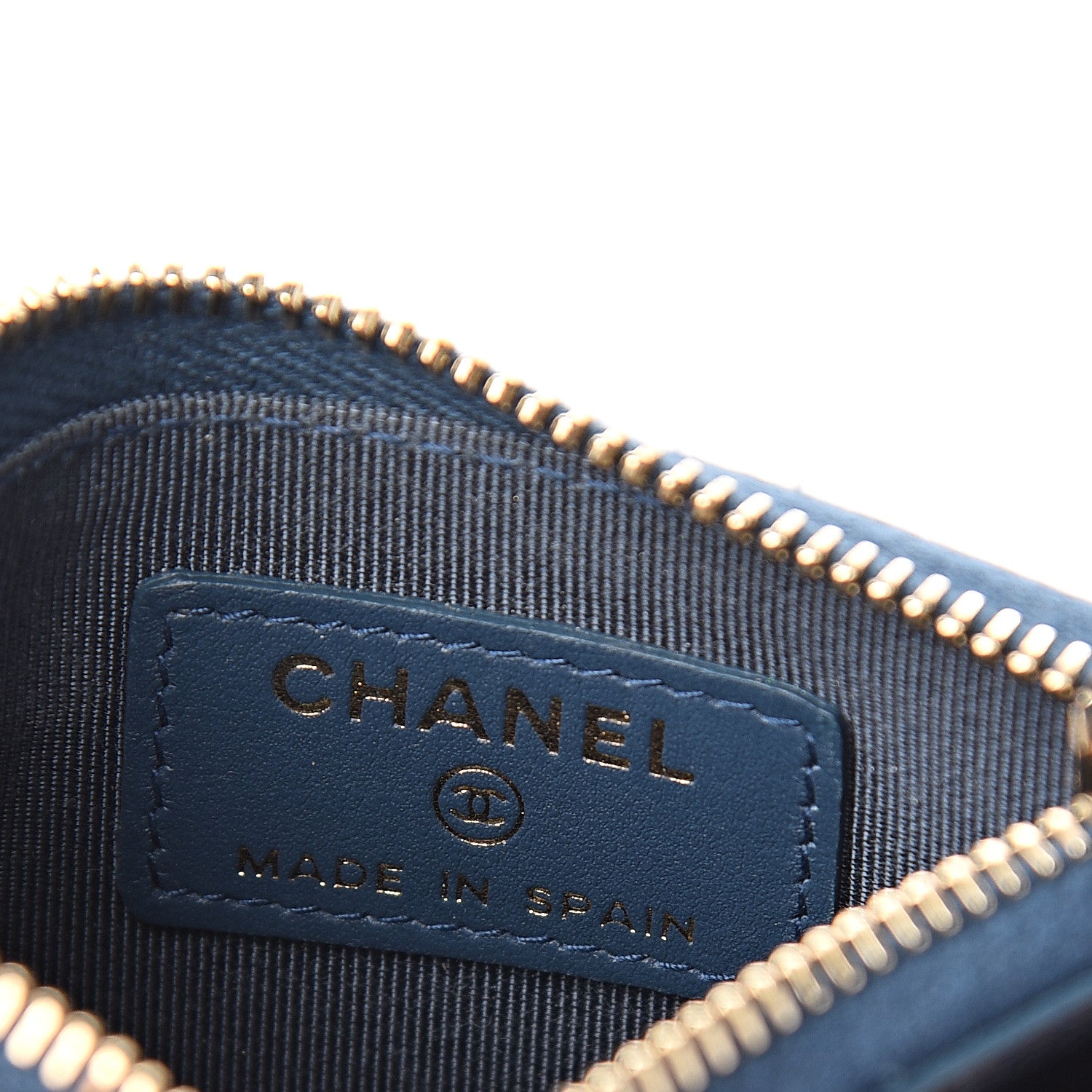 Chanel Metallic Caviar Quilted CC Zip Card Holder Dark Blue 5 of 6