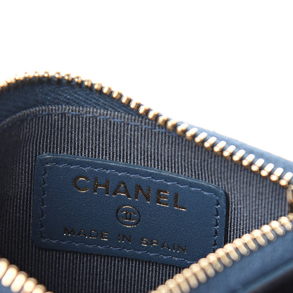Chanel Metallic Caviar Quilted CC Zip Card Holder Dark Blue 5 of 6