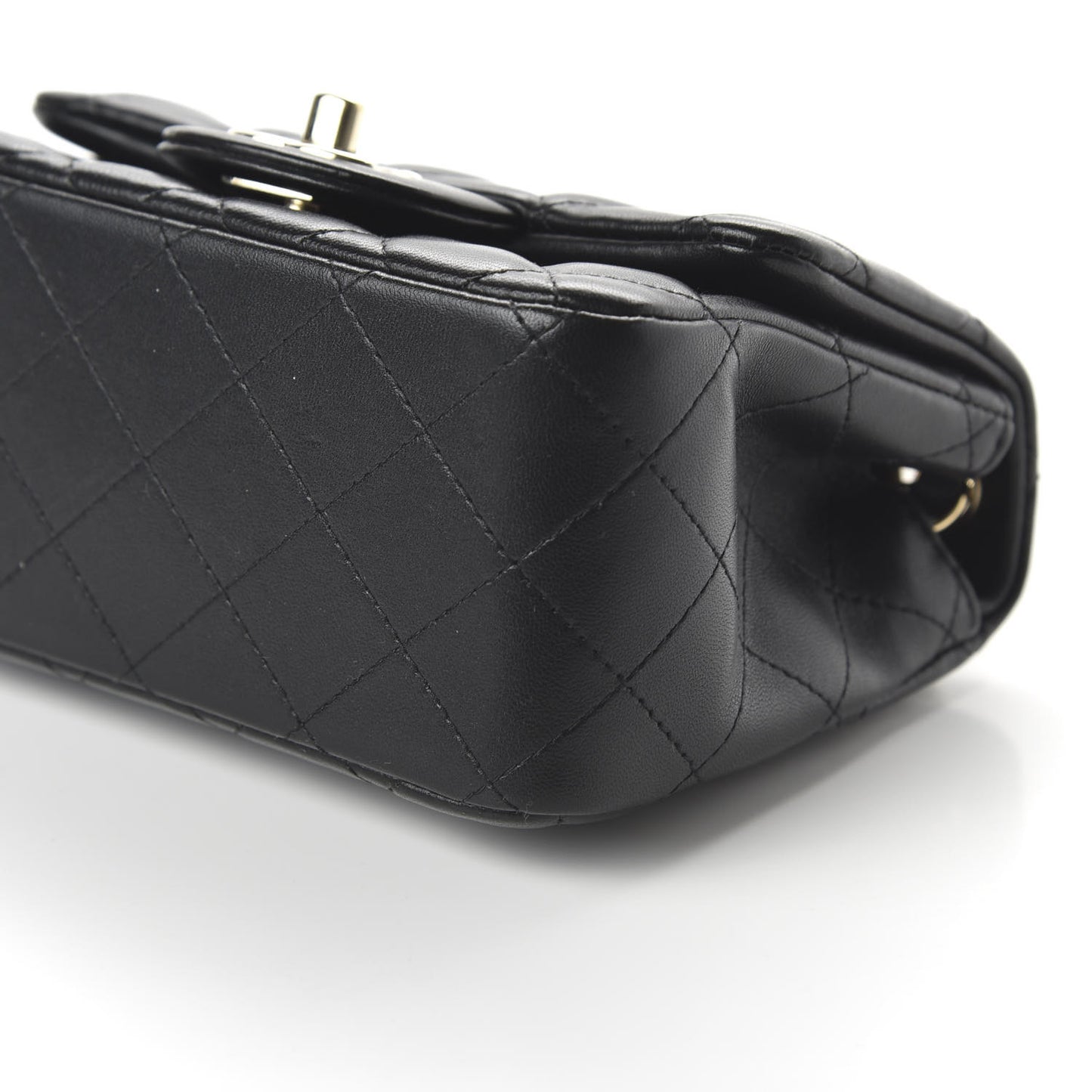 Lambskin Quilted Mini Square Flap Black