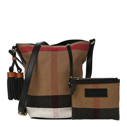 Burberry Canvas Mega Check Mini Ashby Tassel Crossbody Black 1 of 8
