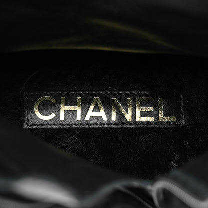 Chanel Shearling Lambskin Logo Ankle Boots 39 Black 9 of 9