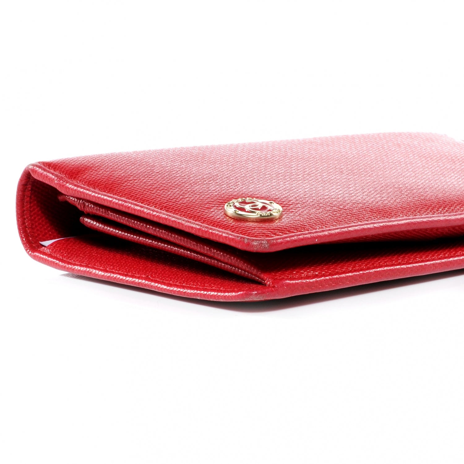 Chanel Textured Calfskin Large Yen Wallet Red 4 of 13