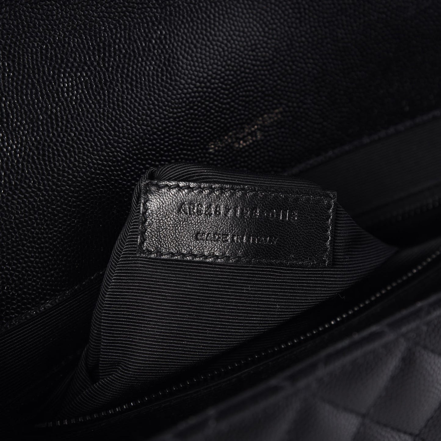 Grain De Poudre Textured Mixed Matelasse Large Triquilt Monogram Monochrome Satchel Black