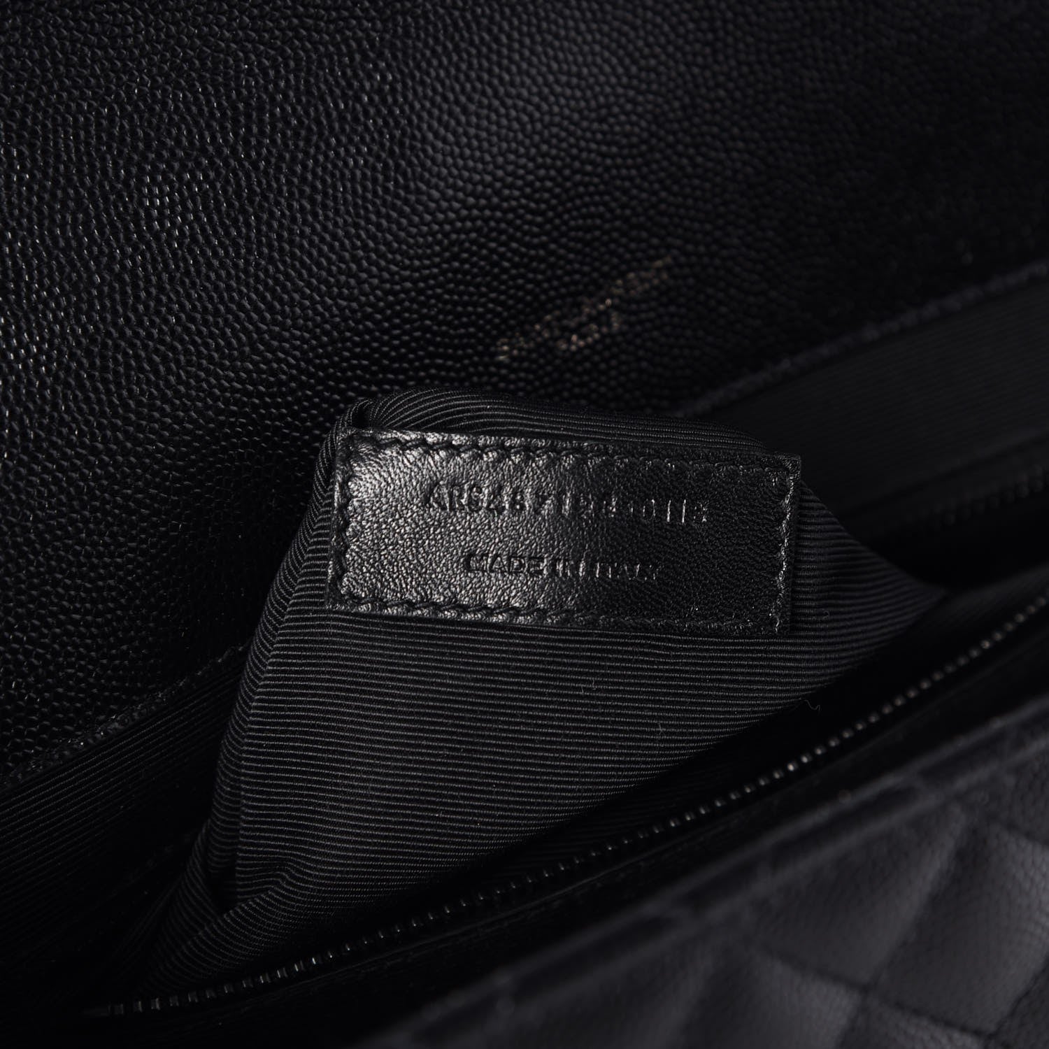 Saint Laurent Grain De Poudre Textured Mixed Matelasse Large Triquilt Monogram Monochrome Satchel Black 7 of 7