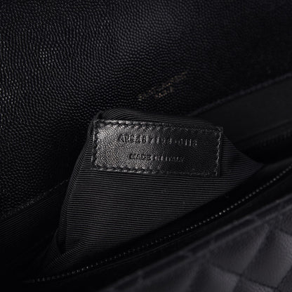 Saint Laurent Grain De Poudre Textured Mixed Matelasse Large Triquilt Monogram Monochrome Satchel Black 7 of 7