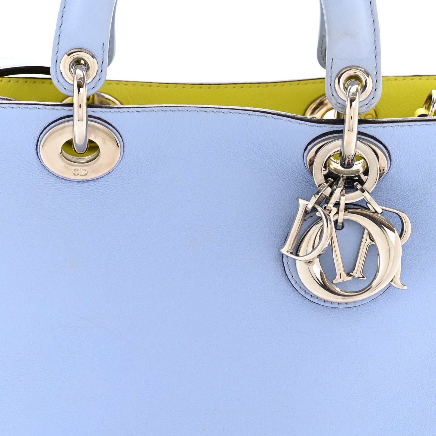 Smooth Calfskin Mini Diorissimo Tote Lavender Jaune Fluo