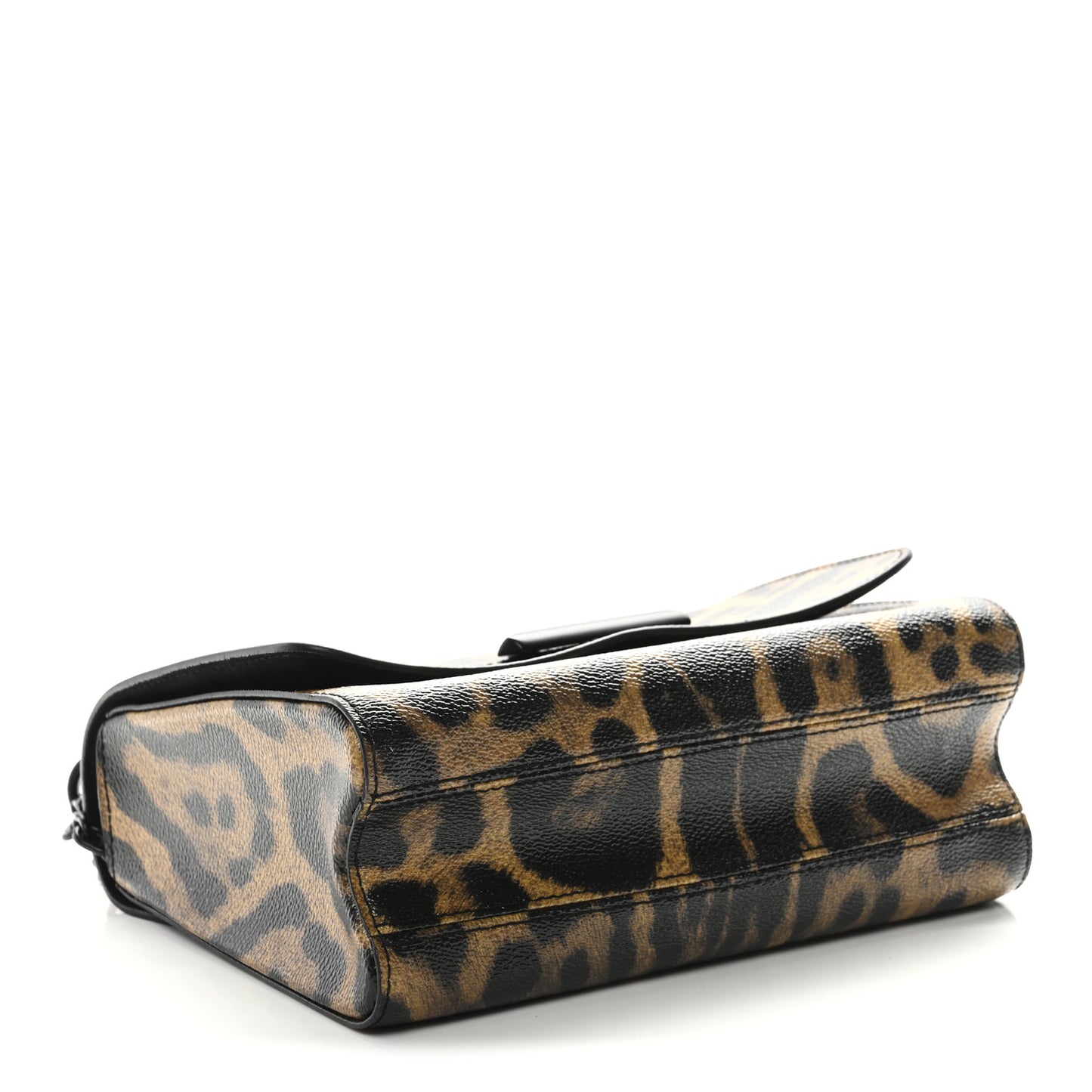 Calfskin Wild Animal Print Twist Shoulder Bag MM Marron