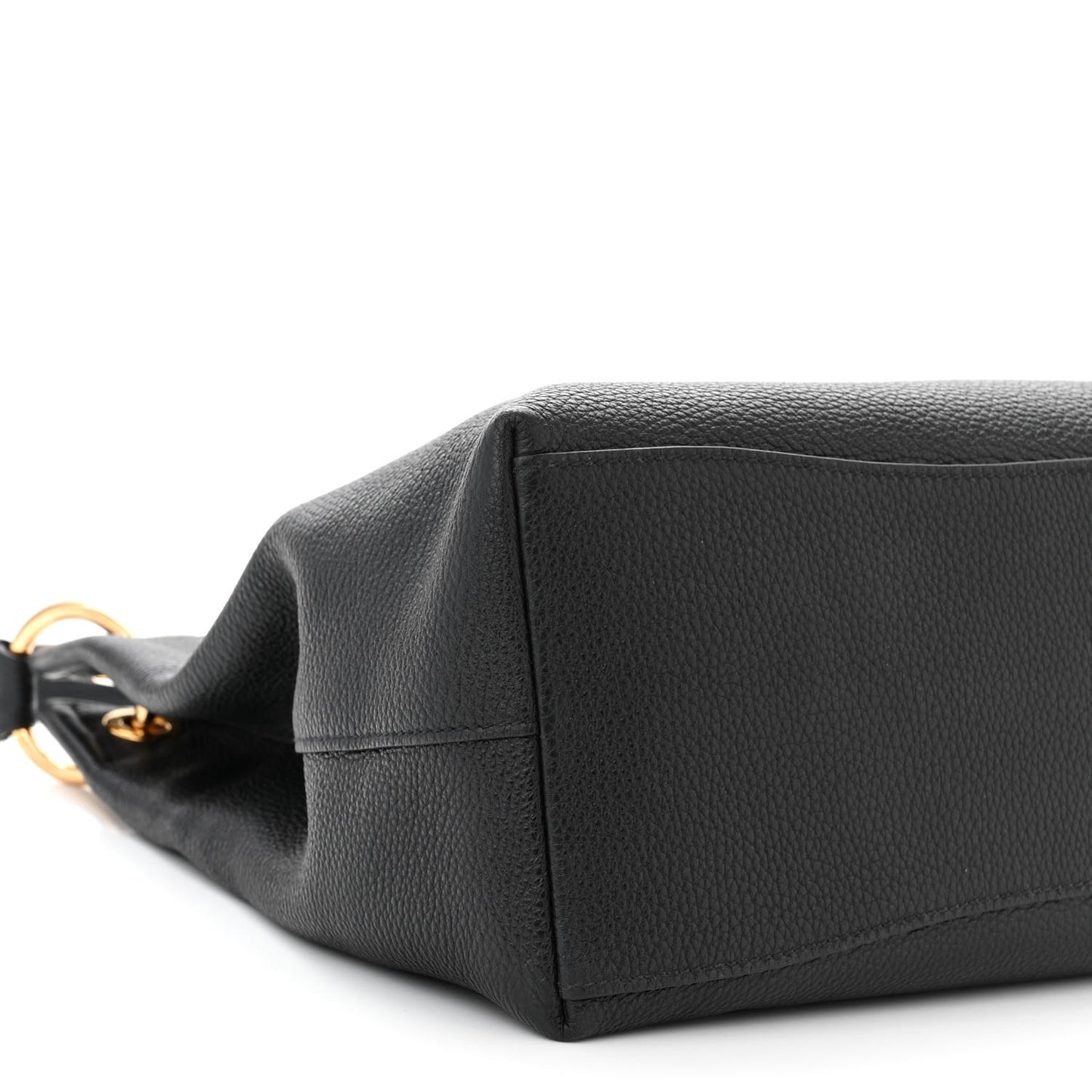 Vitello Phenix Embossed Logo Hobo Black