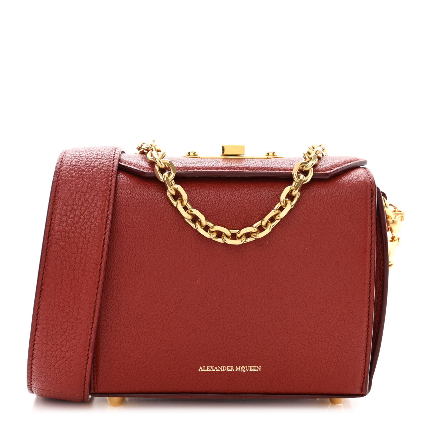 Alexander McQueen Silky Amish Grained Box Shoulder Bag 16 Lacquered Red 1 of 12