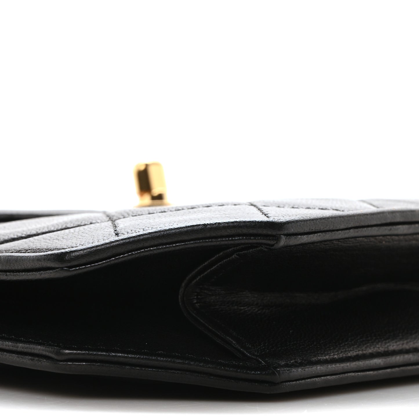 Lambskin Quilted Octagon Flap Black