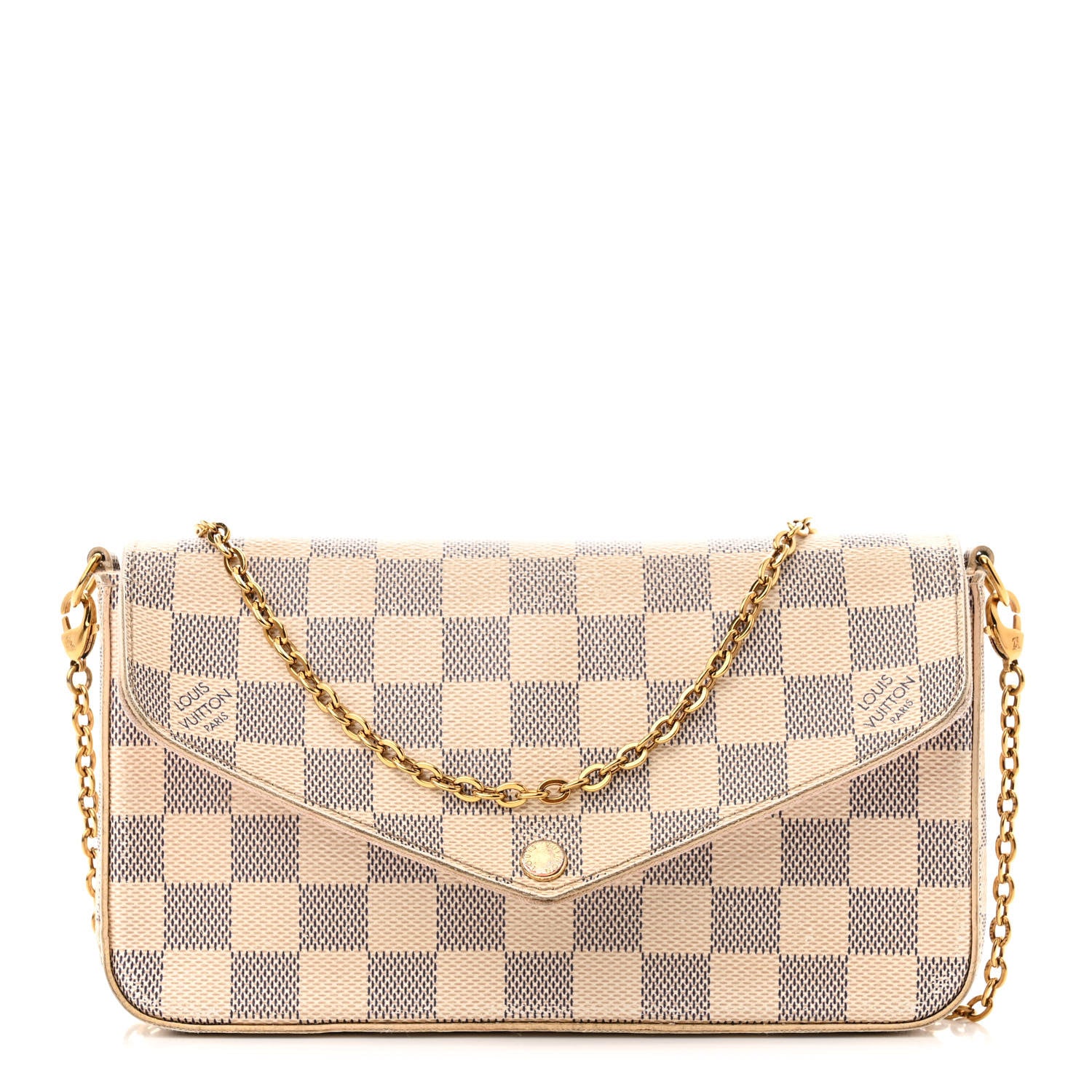 Louis Vuitton Damier Azur Pochette Felicie Chain Wallet Rose Ballerine 1 of 16