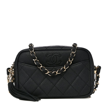 Chanel Iridescent Caviar Quilted Mini Coco Tassel Camera Case Black 1 of 10