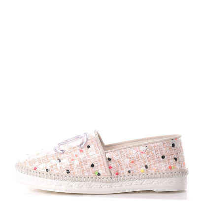 Chanel PVC Tweed CC Espadrilles 37 Coral White Transparent 1 of 9