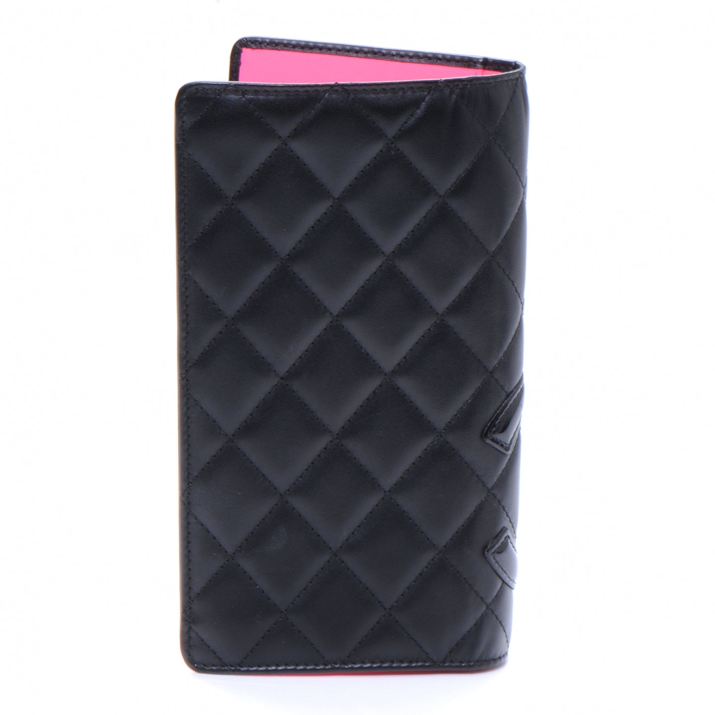 Calfskin Quilted Cambon Yen Wallet Black