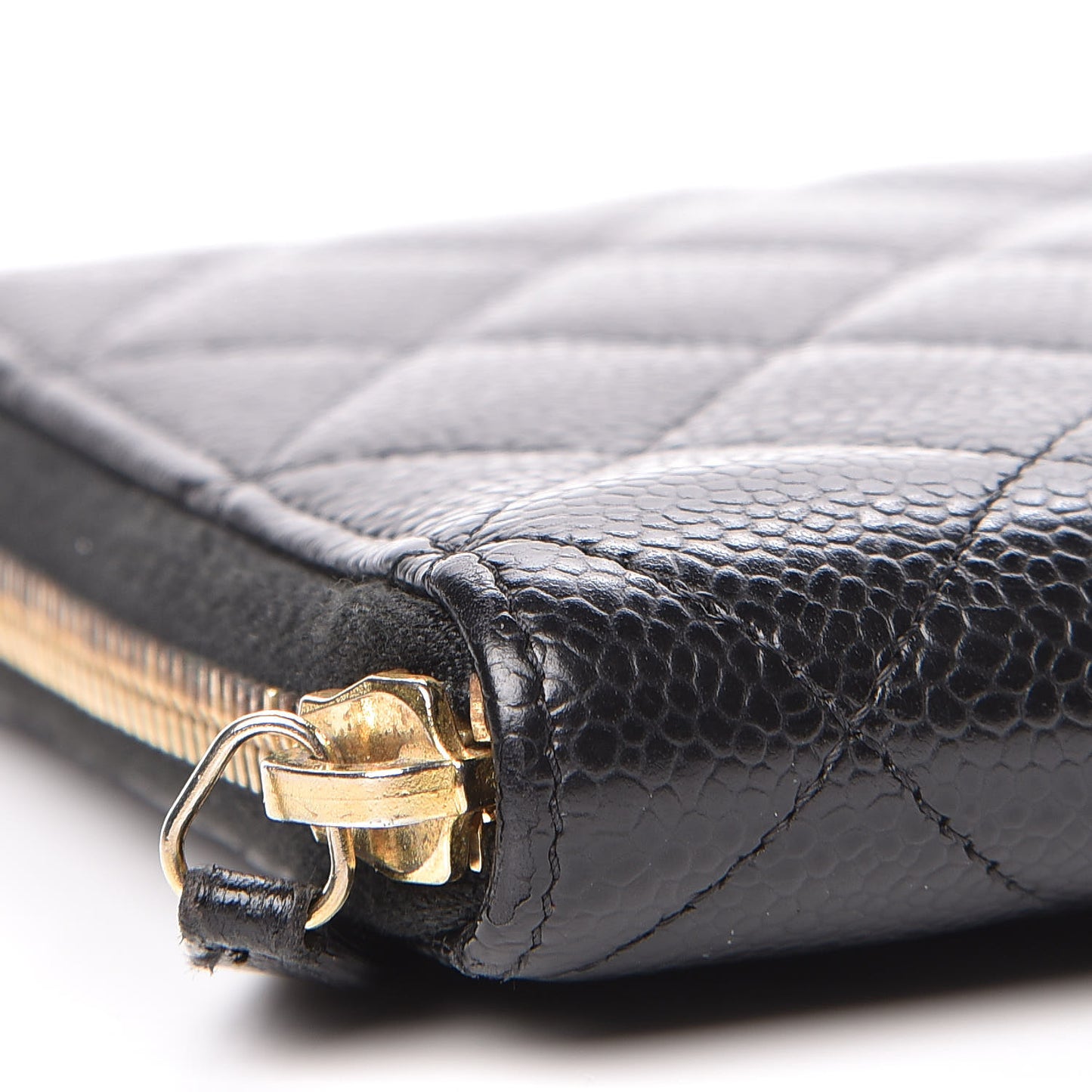 Caviar Quilted Large Zip Around Organizer Wallet Black