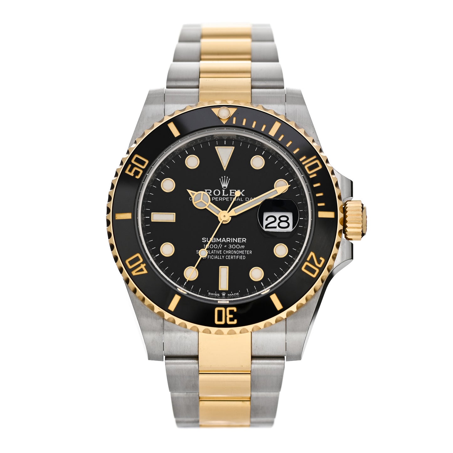 Stainless Steel 18K Yellow Gold 41mm Submariner Date Watch Black 126613LN