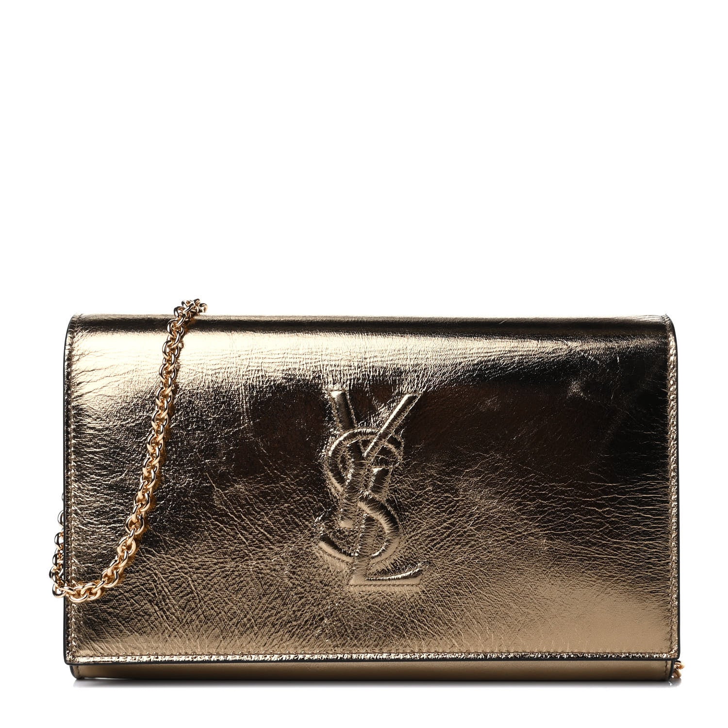 Saint Laurent Metallic Calfskin Monogram Belle de Jour Chain Clutch Gold 1 of 5