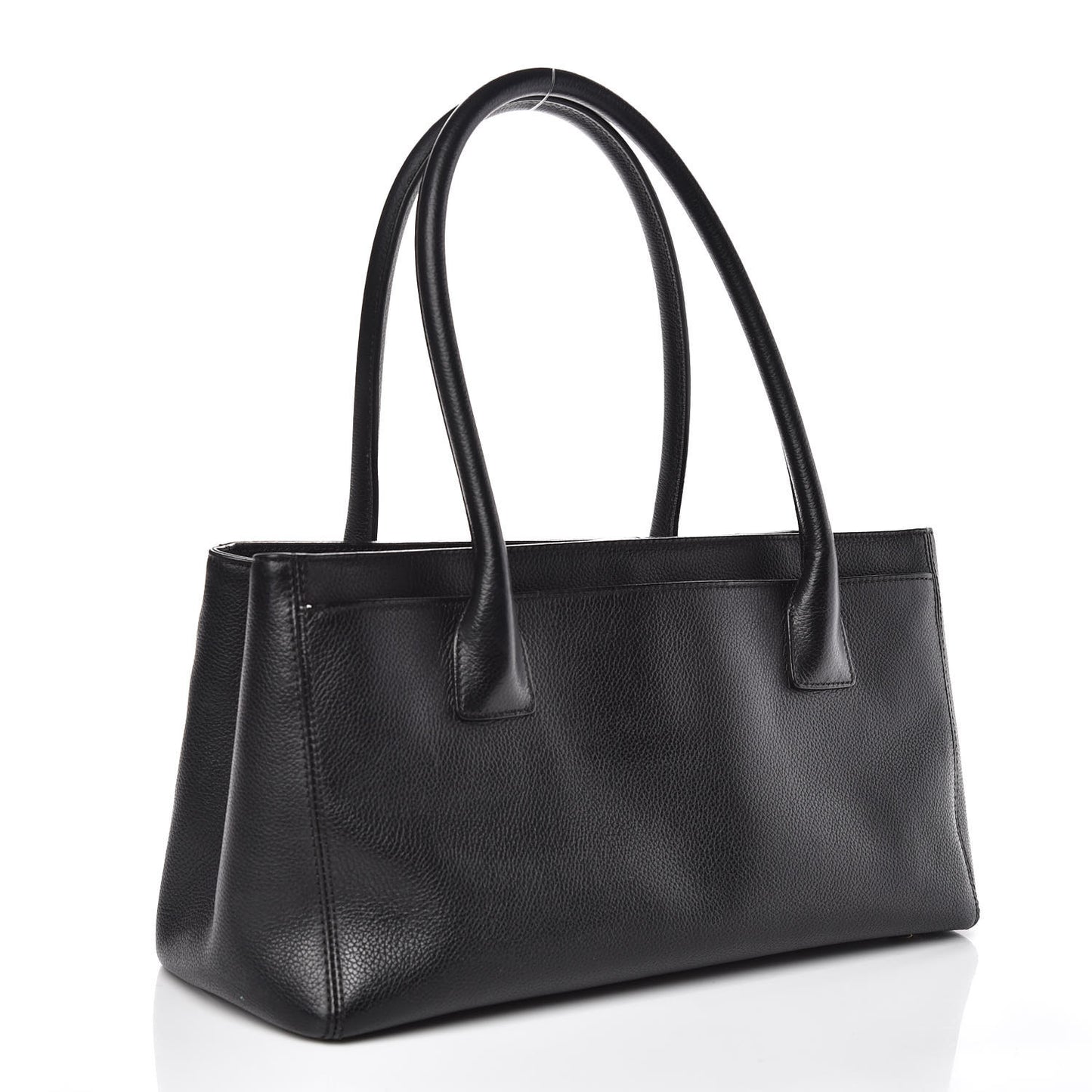 Calfskin Small Cerf Shopper Tote Black