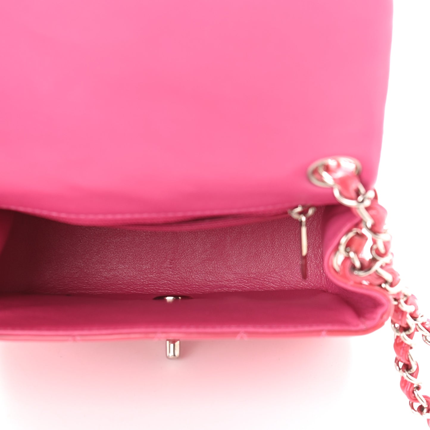 Patent Quilted Mini Square Flap Pink