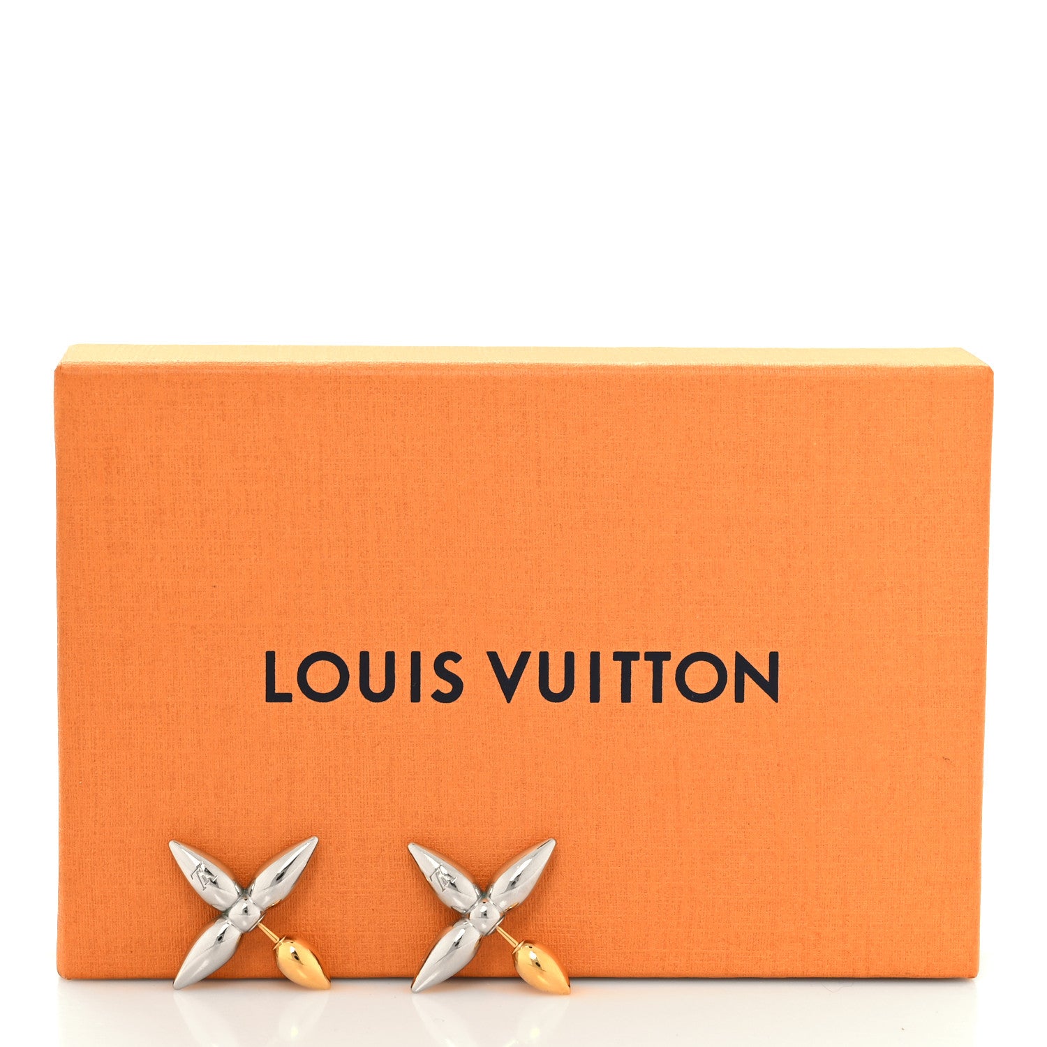 Louis Vuitton Metal Louisette Earrings Silver Gold 3 of 3