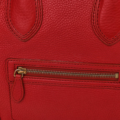 Celine Drummed Calfskin Mini Luggage Coquelicot 10 of 11