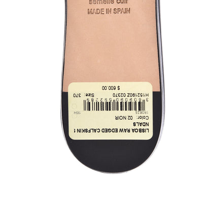 Hermes Calfskin Raw Edge Lisboa Sandals 37 Black 7 of 9