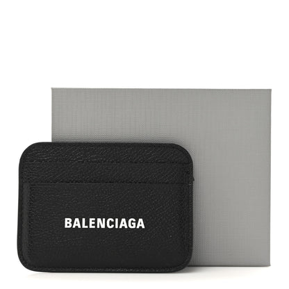 Balenciaga Grained Calfskin Logo Cash Rounded Card Holder Black White 9 of 9