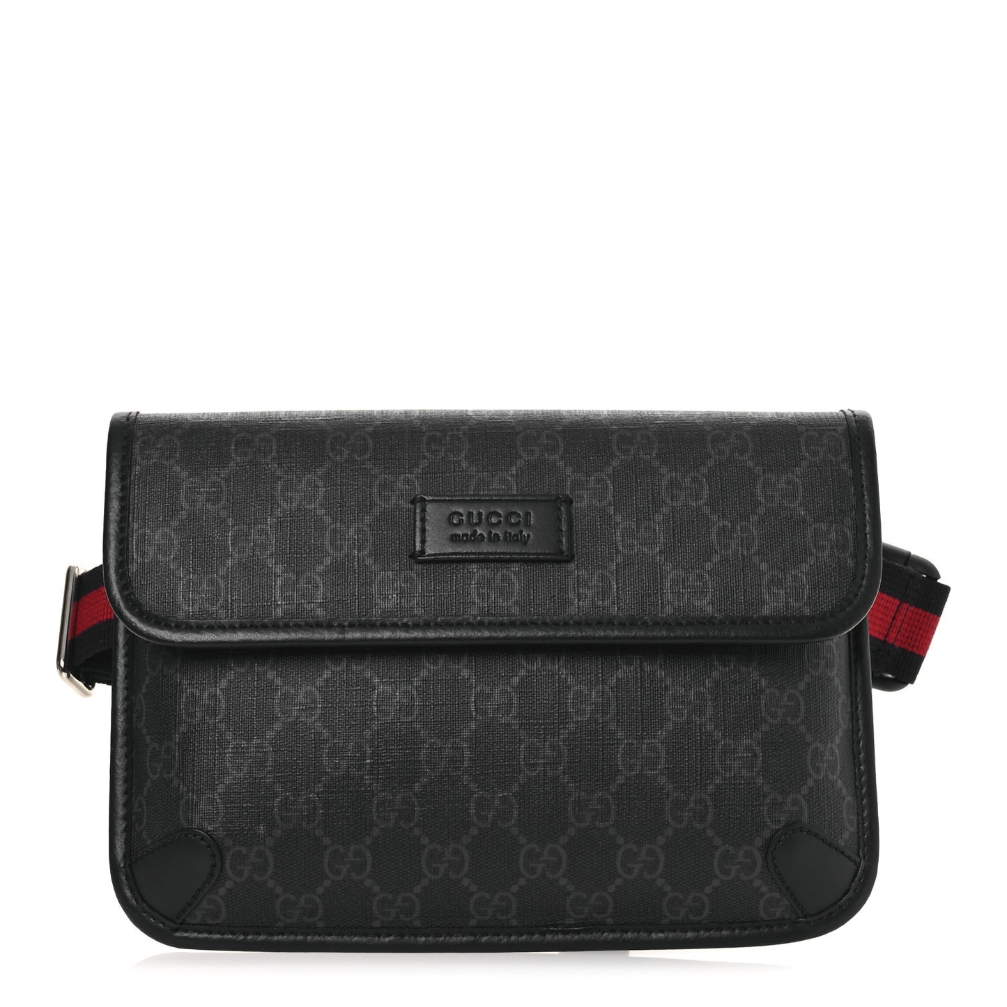 GG Supreme Monogram Web Slim Belt Bag Black Grey