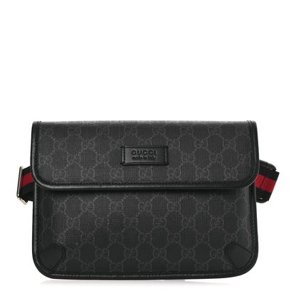 Gucci GG Supreme Monogram Web Slim Belt Bag Black Grey 1 of 12