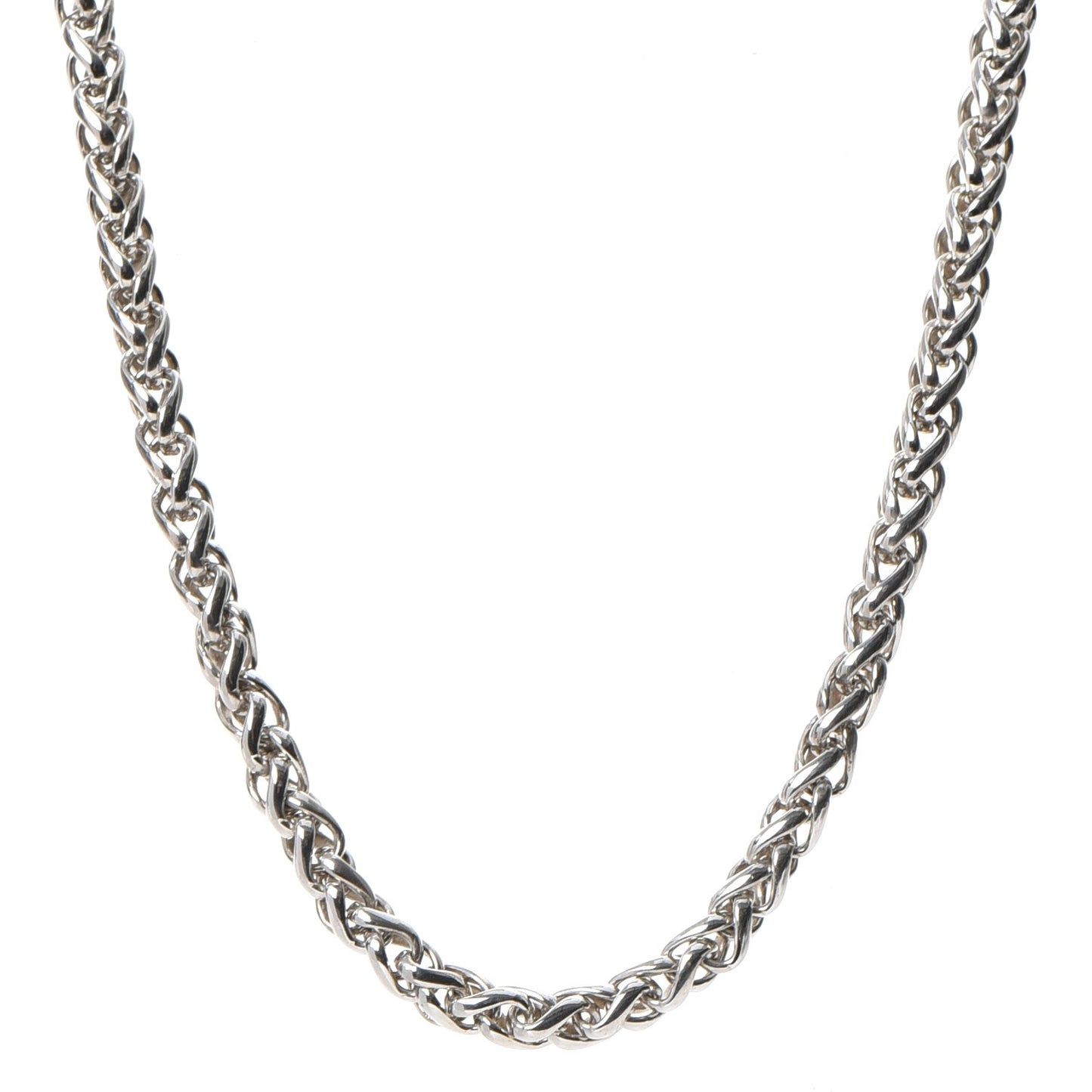 Sterling Silver 14K Yellow Gold 6mm Wheat Chain Necklace