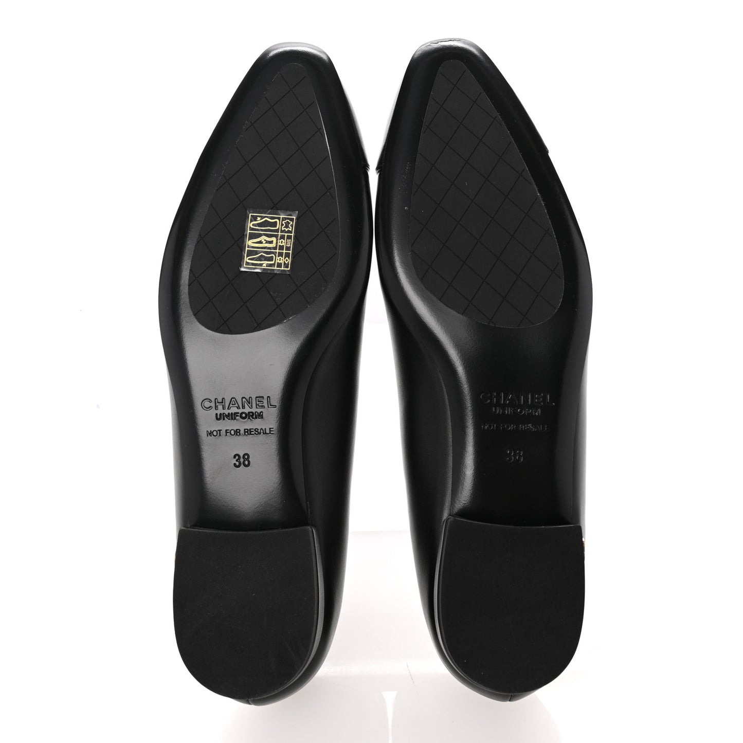 Lambskin Cap Toe CC Uniform Ballerina Flats 38 Black