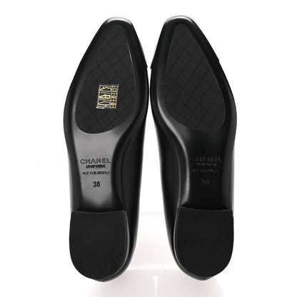 Chanel Lambskin Cap Toe CC Uniform Ballerina Flats 38 Black 6 of 10