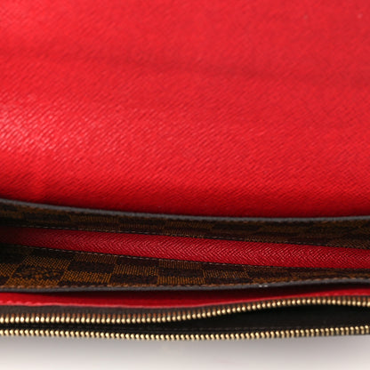 Louis Vuitton Damier Ebene Emilie Wallet Red 5 of 9