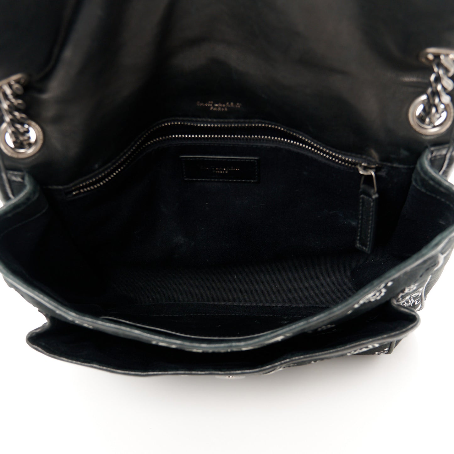 Cotton Bandana Monogram Medium Niki Chain Satchel Black White