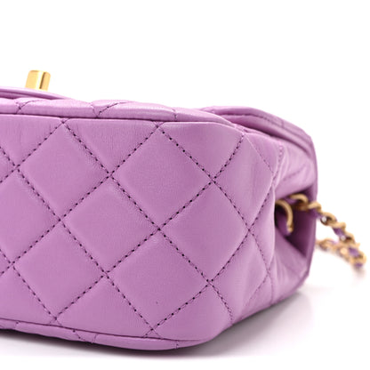 Chanel Lambskin Quilted Mini Pearl Crush Flap Purple 10 of 10