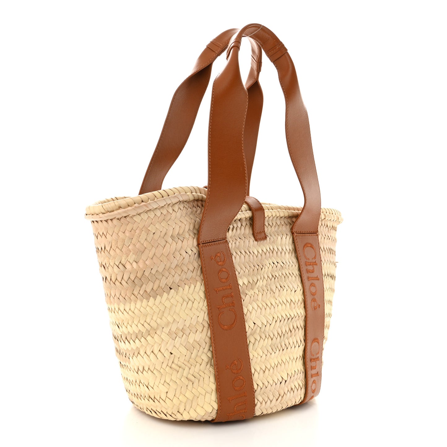 Raffia Smooth Calfskin Medium Sense Basket Caramel