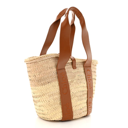 Chloe Raffia Smooth Calfskin Medium Sense Basket Caramel 3 of 10