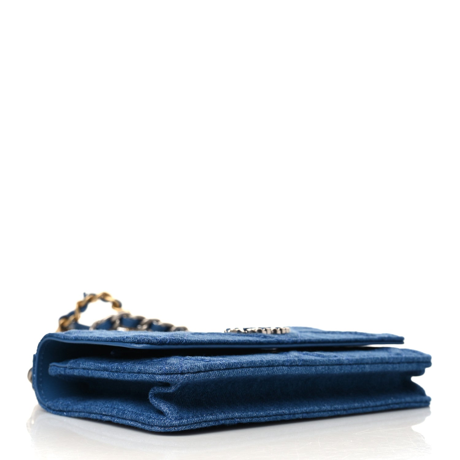 Chanel Denim Quilted Chanel 19 Wallet On Chain WOC Blue 4 of 11