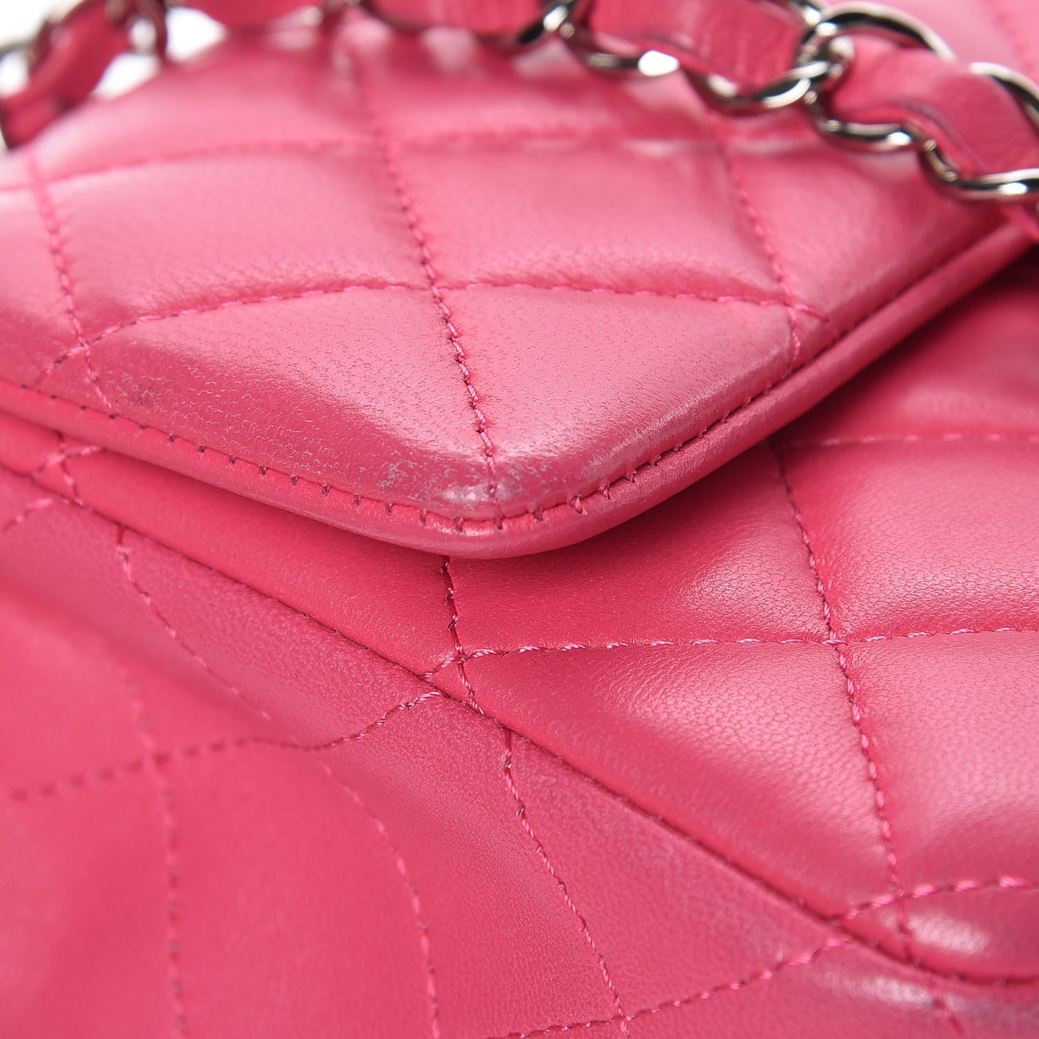 Chanel Lambskin Quilted Mini Rectangular Flap Fuchsia 13 of 19