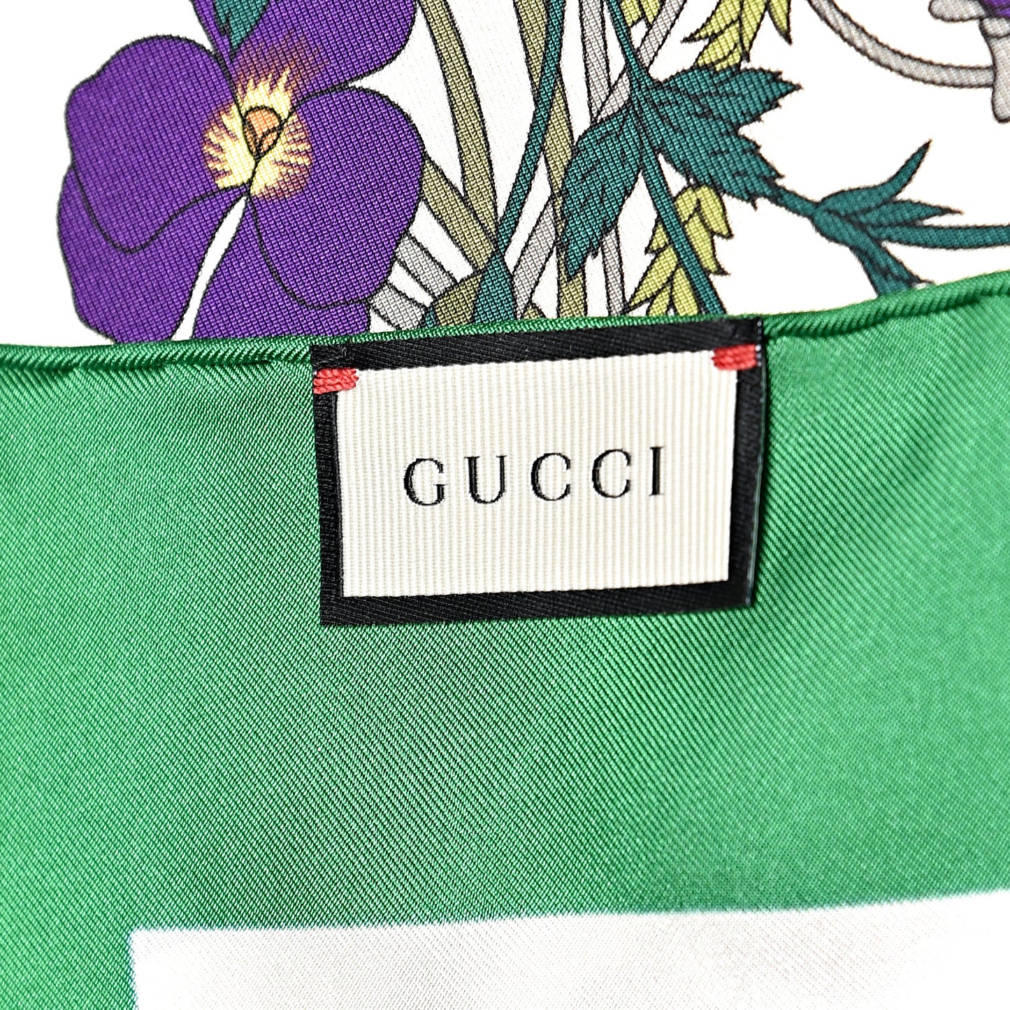 Silk Flora Gothic Square Scarf Ivory Dark Green